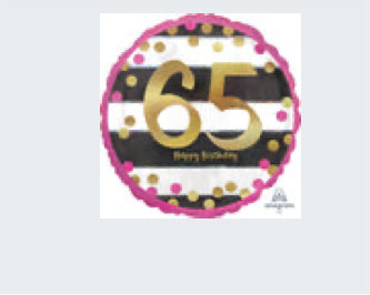 18” Birthday Milestone 65 Mylar balloon