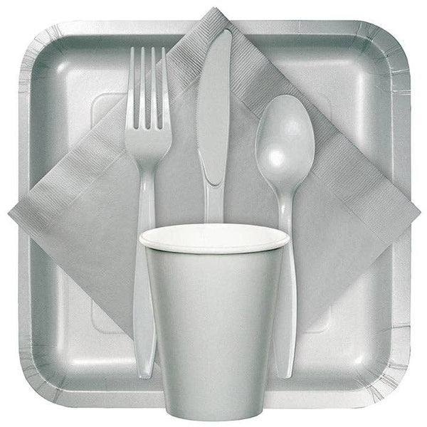 Shimmering Silver Assorted Plastic Cutlery, 24pk