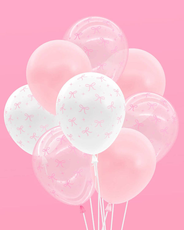 Pink Bow Latex Balloons, 24pk