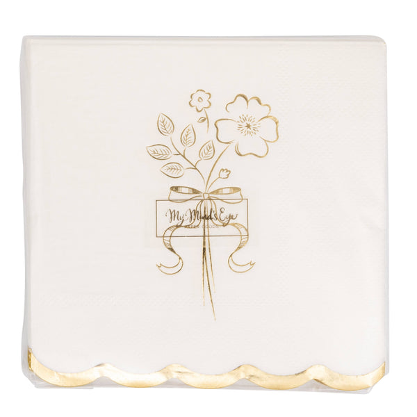 Foil Gold and Cream Cocktail Napkin