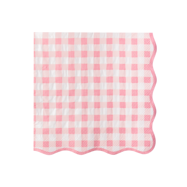 Elegant Petal Pink Gingham Dinner Napkins, 20pk
