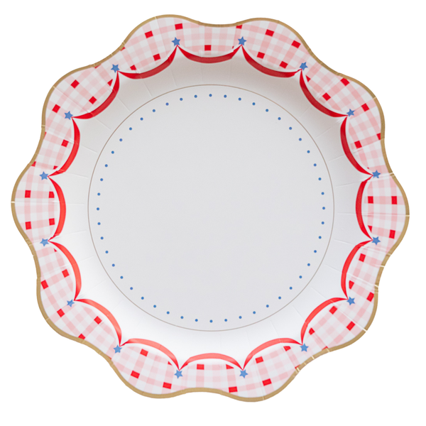 Red Gingham Patriotic Dinner Plates, 8pk