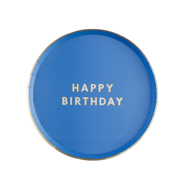 Palisades Blue Signature Happy Birthday Dessert Plates, 8pk