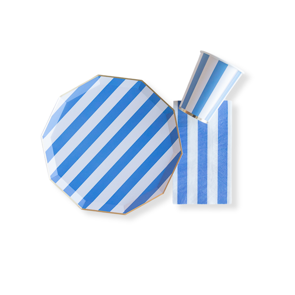 Palisades Blue Signature Cabana Stripe Dinner Plates, 8pk