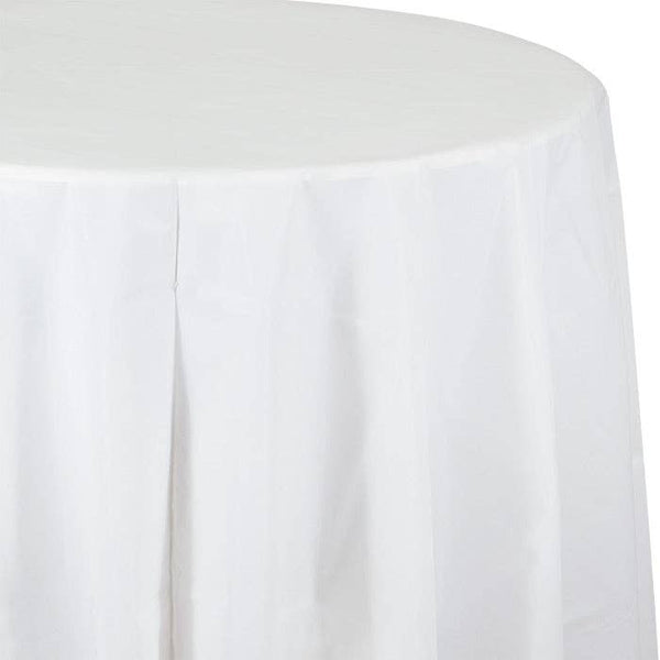 White Round Plastic Tablecloth, 1pk