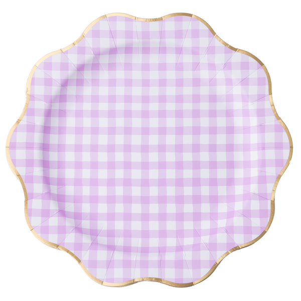 Elegant Le Lilac Gingham Dinner Plates, 8pk