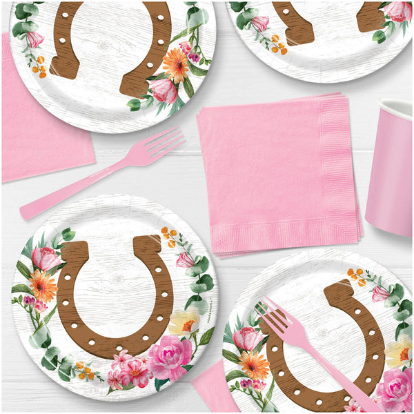 Horseshoe Floral Dessert Plates, 16pk