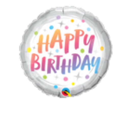18” Rainbow Dots Birthday Mylar Balloon