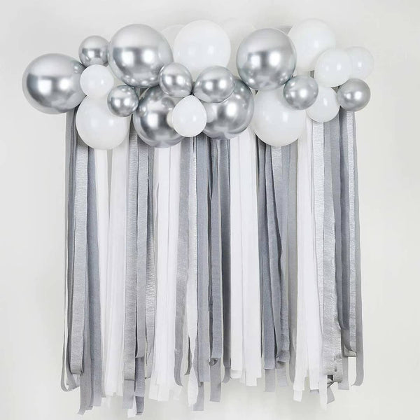 Silver Metallic Balloon & Streamer Kit