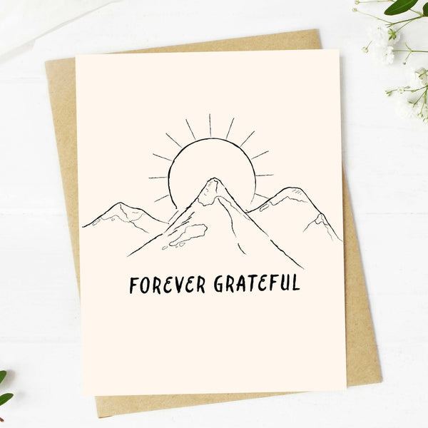 "Forever grateful" Mountain Sunshine Thank You Greeting Card