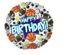 18” Happy Birthday Sports Mylar Balloon