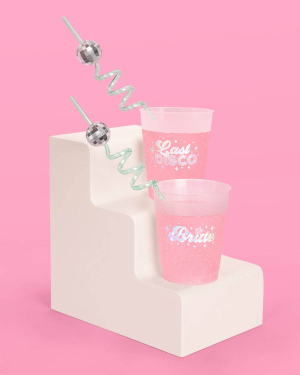 Reusable Disco Party Swirly Straws, 16pk