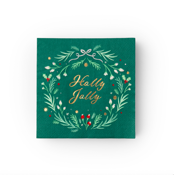Holly Jolly Christmas Dessert Napkins, 20pk
