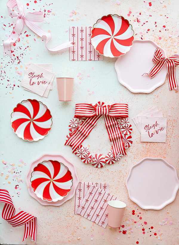 Christmas Peppermint Scalloped Dessert Plates, 8pk