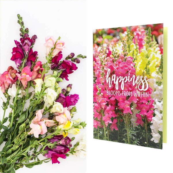 Happiness Blooms From Within Greeting Card- Snapdragon Seeds