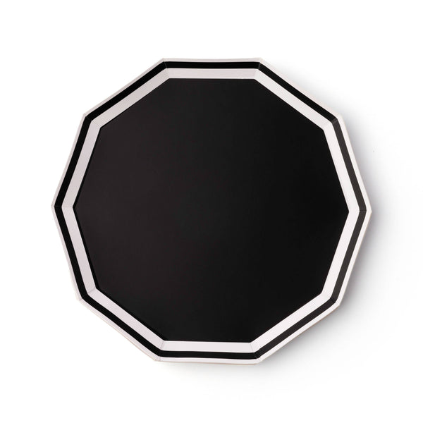 Black & White Decagon Dinner Plates, 8pk