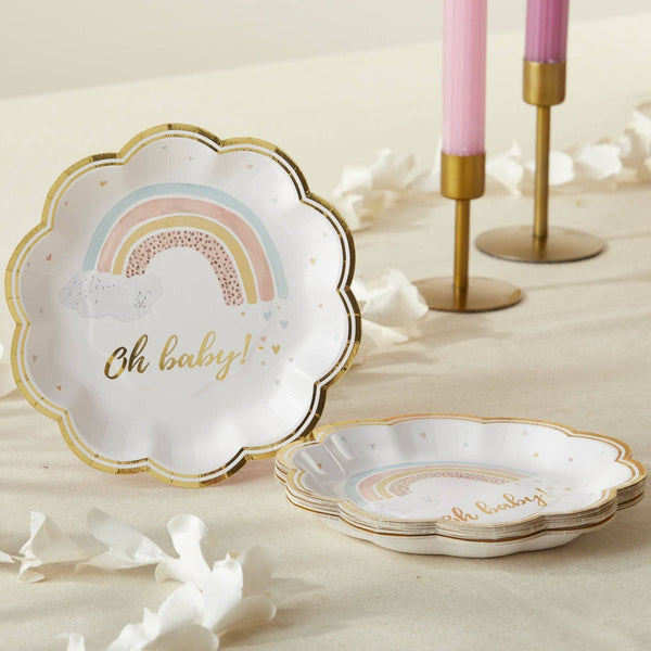 Boho Rainbow Baby Dessert Plate, 16pk
