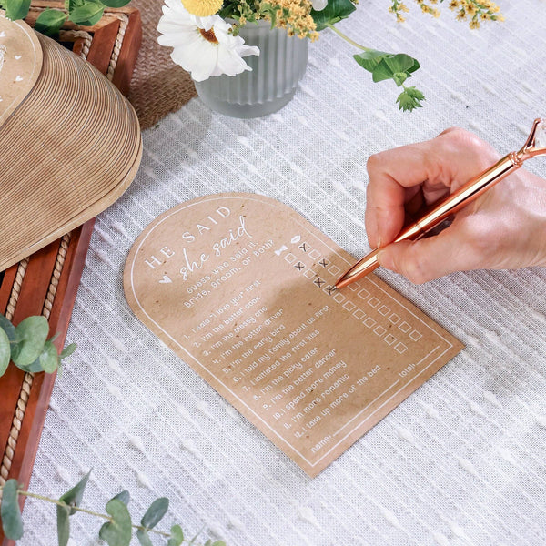 Wedding & Bridal Shower Activity - He Said She Said Game