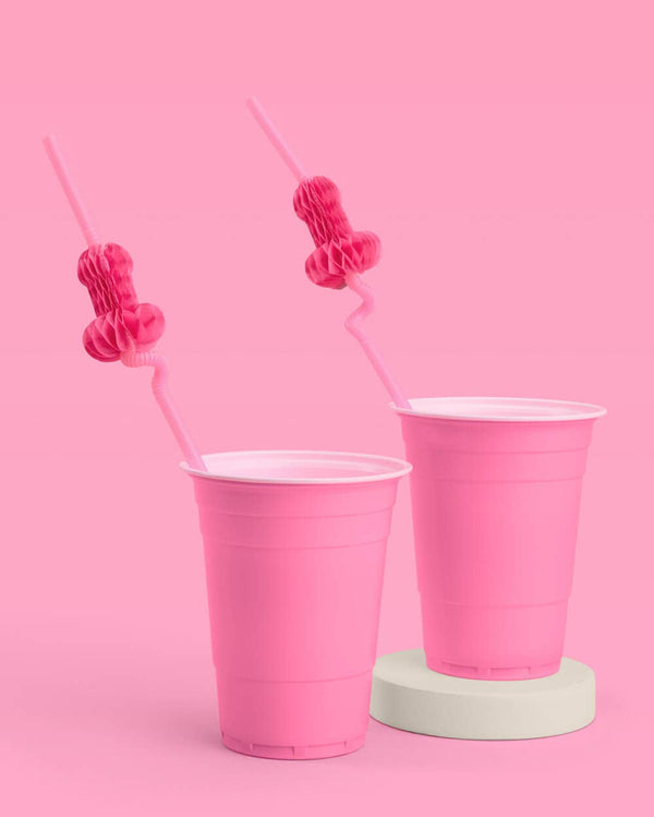 Bachelorette Accordion Penis Straws, 16pk