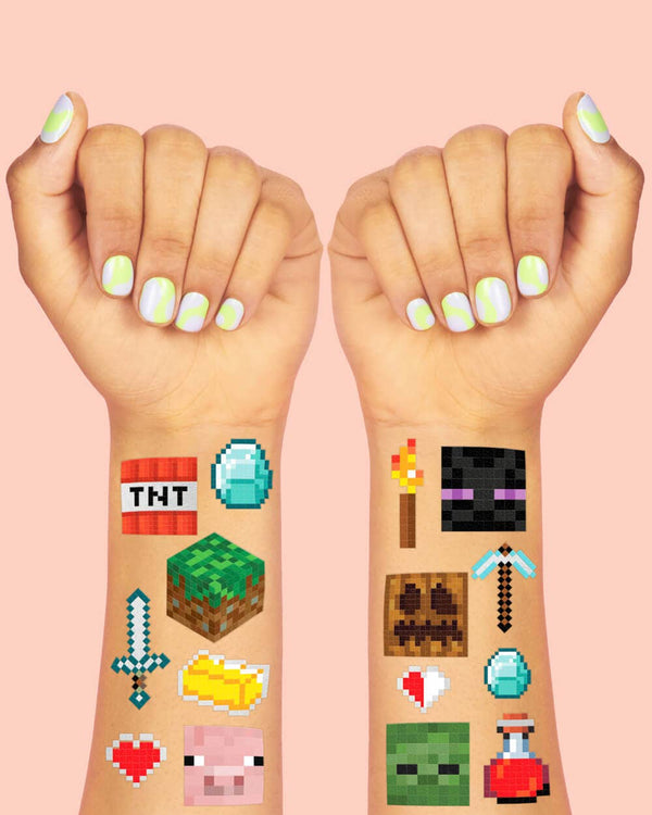Pixel Minecraft Temporary Tattoos, 74ct
