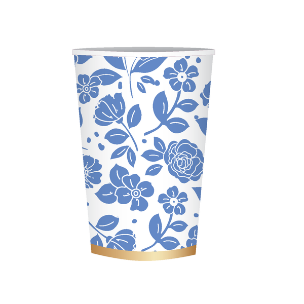 Belle Blue Elegant Floral Cups, 8pk