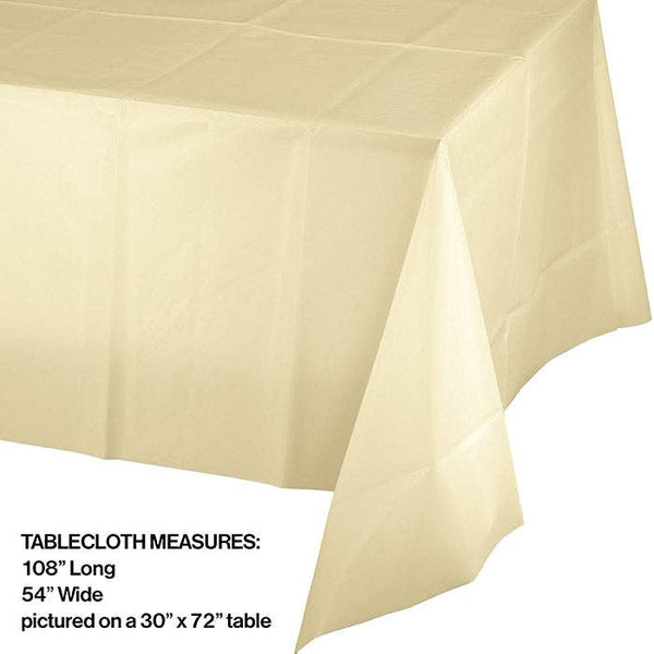 Ivory Plastic Tablecloth, 1pk