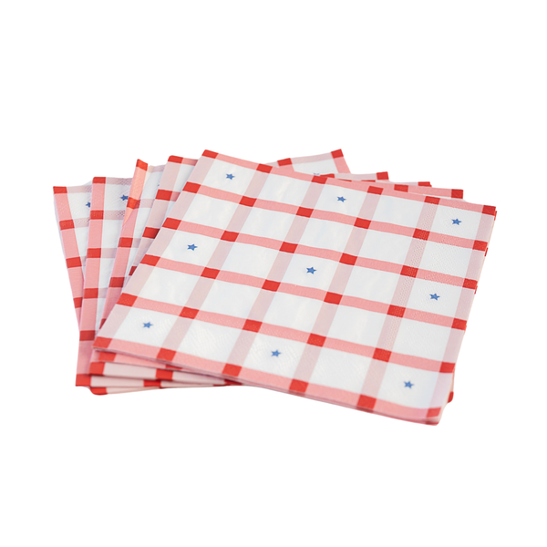 Red Gingham Dinner Napkins, 20pk