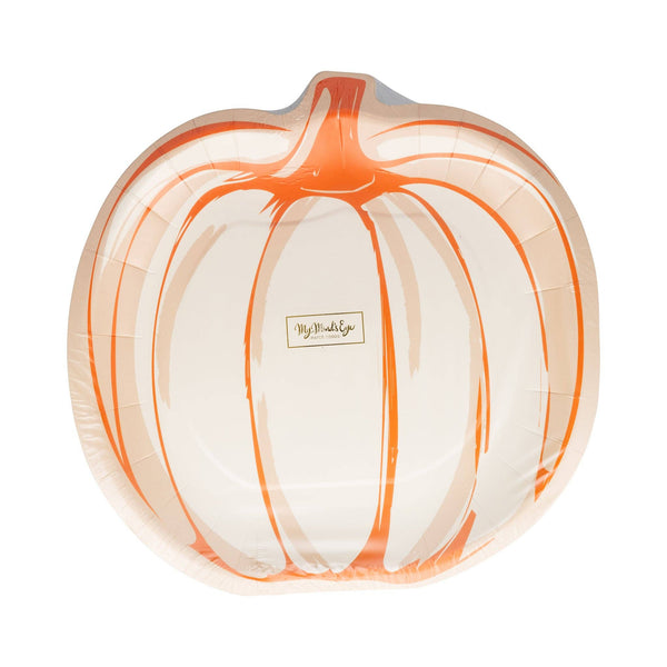 Falloween Pumpkin Shaped Paper Plate, 8pk