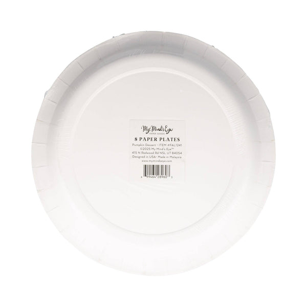 Falloween Pumpkin Round Dessert 8" Paper Plate, 8pk
