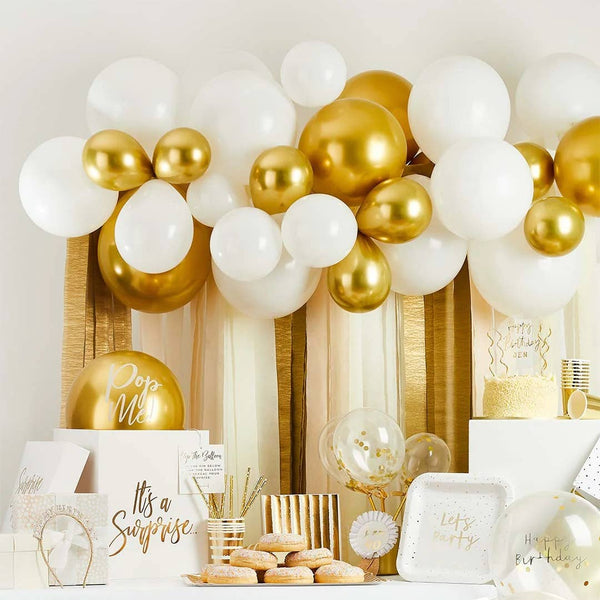 Gold Metallic Balloon & Streamer Kit