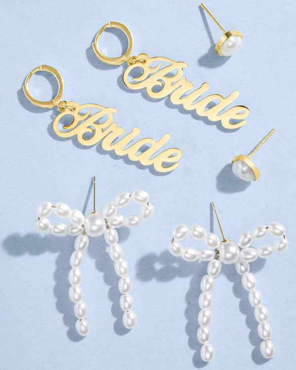 Bride Pearls of Gold Earrings - set of 3 earrings