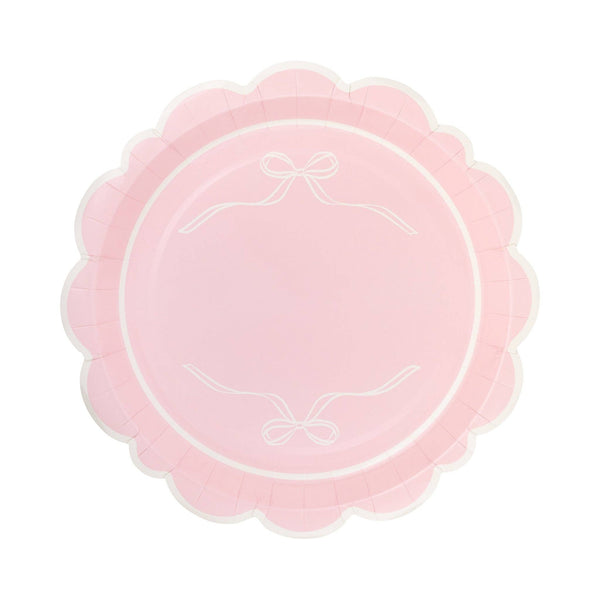 Round Pink Bows Dinner/Dessert Plate, 8pk