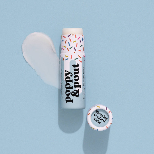 Poppy & Pout Lip Balm, Birthday Confetti Cake, Blue