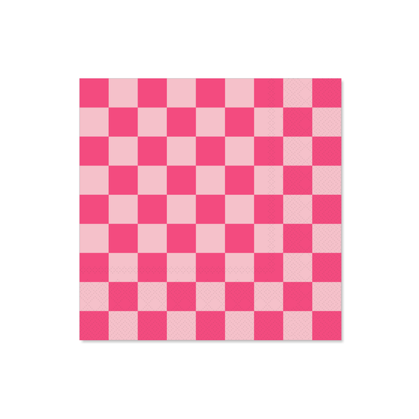 Pink Signature Checker Dinner Napkins, 20pk