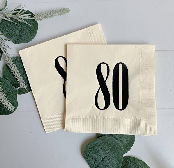 80th Birthday Cocktail Napkins, 16pk