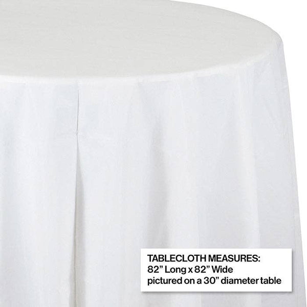 White Round Plastic Tablecloth, 1pk