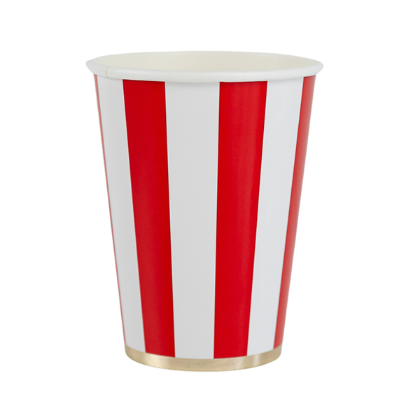 Cherry Red Cabana Stripe Cups, 8pk