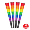 Rainbow Glitter 9" Horns, 4 per pack
