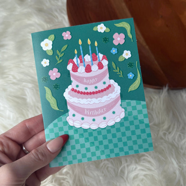 Happy Birthday Elegant Birthday Cake Party Greeting Card