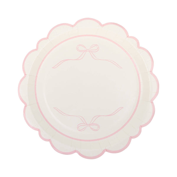 Round Pink Bows Dinner/Dessert Plate, 8pk