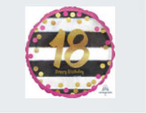 18” Birthday Milestone 18 Mylar balloon