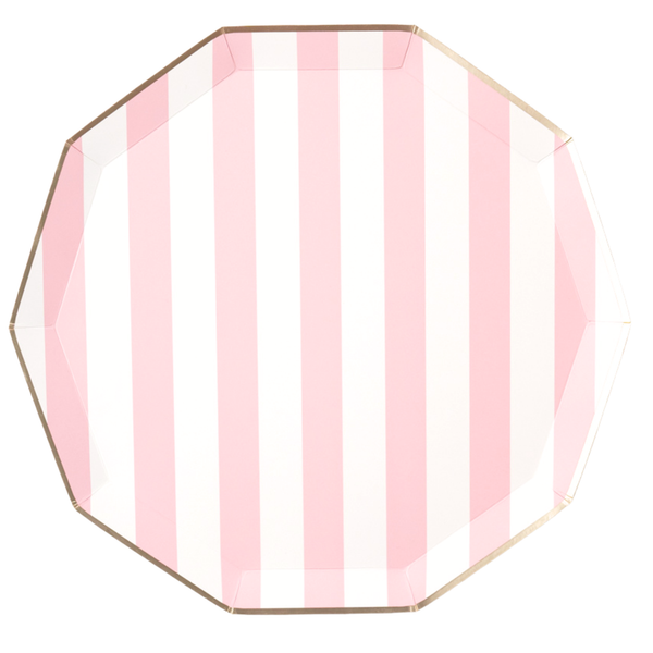 Petal Pink Signature Cabana Stripes Dinner Plates, 8pk
