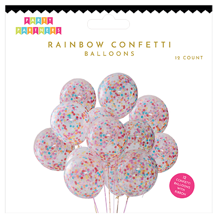 Rainbow Confetti Balloon, 12pk