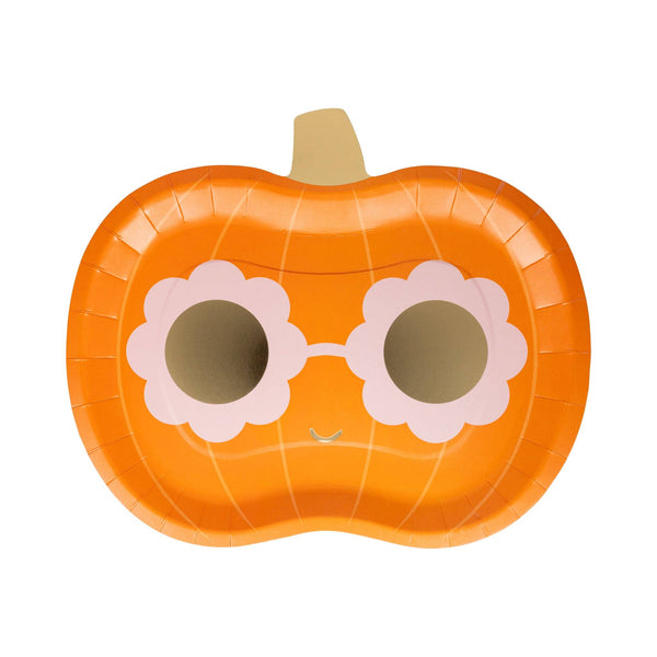 Groovy Pumpkin Shaped Paper Plate, 8pk