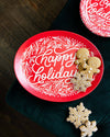 Happy Holidays Oval Bamboo Tray