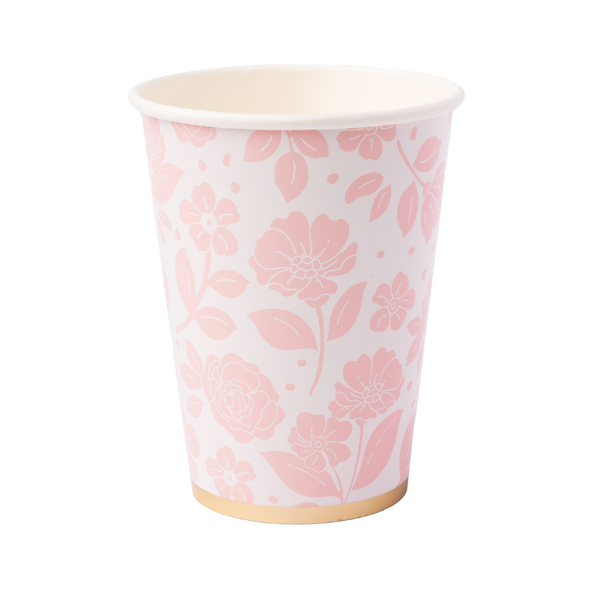 Petal Pink Elegant Floral Cups, 8pk