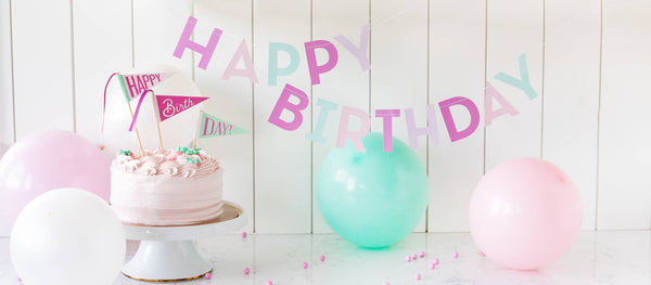 Pink/ Purple Happy Birthday Banner