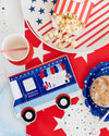 Red/Blue Sparklers Scallop Plates, 8pk