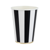 Black Noir Cabana Stripe Cups, 8pk