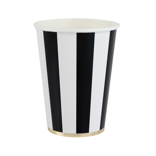 Black Noir Cabana Stripe Cups, 8pk